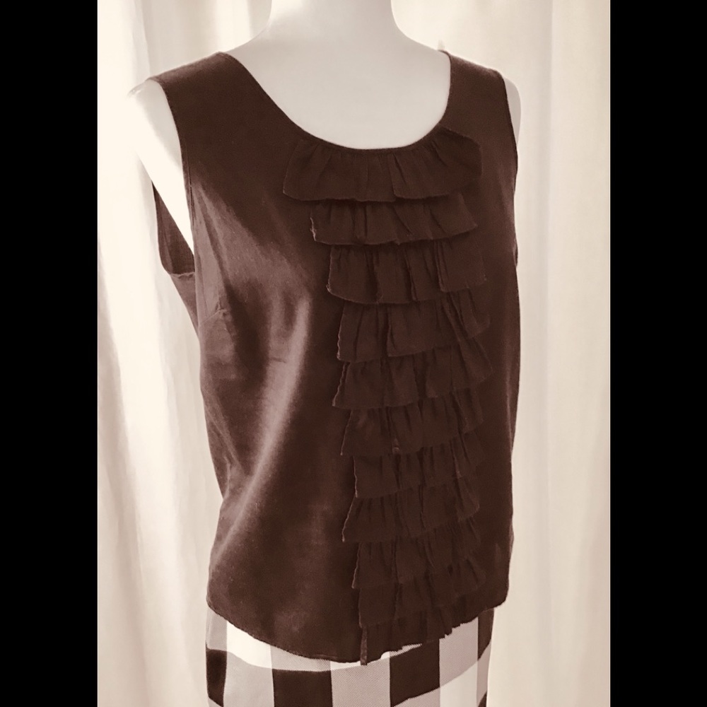 TALBOTS Black Shell with Ruffle Embelishment - Picture 5 of 8